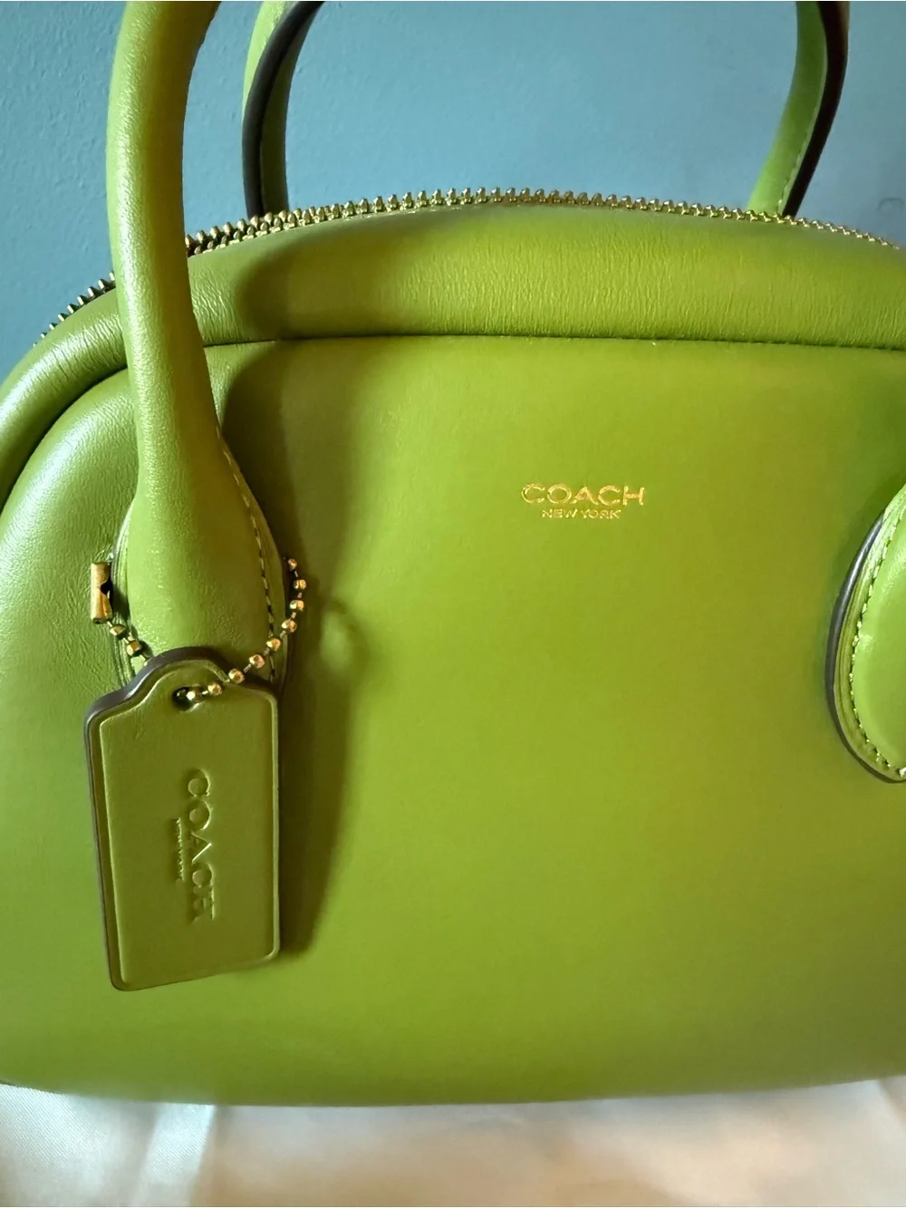 Coach Borough Bowling Bag in Dark Lime - Picture 5 of 9